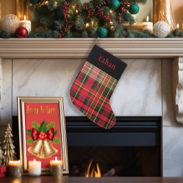 Anpassningsbar Tartan Red & Grönt jul Stor Julstrumpa
