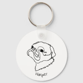 Anpassningsbar Tass-sitive Pug Keychain Nyckelring