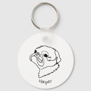 Anpassningsbar Tass-sitive Pug Keychain Nyckelring