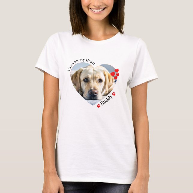 Anpassningsbar Tassar på mitt hjärta, Hund älskare T Shirt (Framsida)