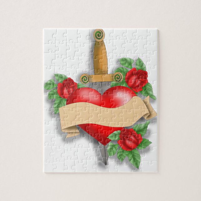 Anpassningsbar Tattoo Heart Pussel (Vertikal)