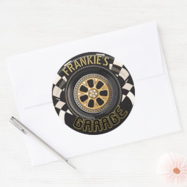 Anpassningsbar Tävla Hot rod Muscle Car Garage Runt Klistermärke