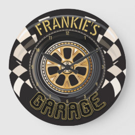Anpassningsbar Tävla Hot rod Muscle Car Garage Stor Klocka
