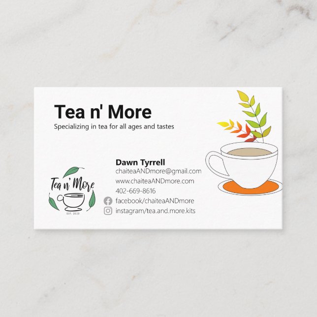 Anpassningsbar Tea Company  Visitkort (Framsida)