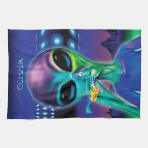 Anpassningsbar Tea Towel Alien tar mig till Party Kökshandduk