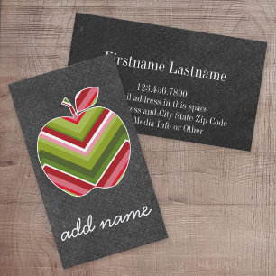 Anpassningsbar Teacher Apple - Red Grönt Chevron M Visitkort