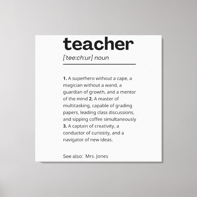 Anpassningsbar Teacher Gift - Lärardefinitionspres Canvastryck (Framsida)