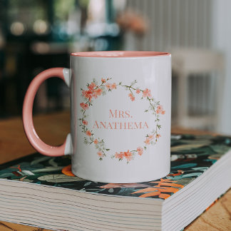 Anpassningsbar Teacher Mugg | Rosa Blommigt Kaffe 