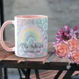 Anpassningsbar Teacher Namn Rainbow Personlig Coff Mugg