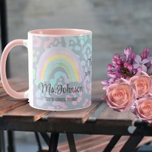 Anpassningsbar Teacher Namn Rainbow Personlig Coff Mugg