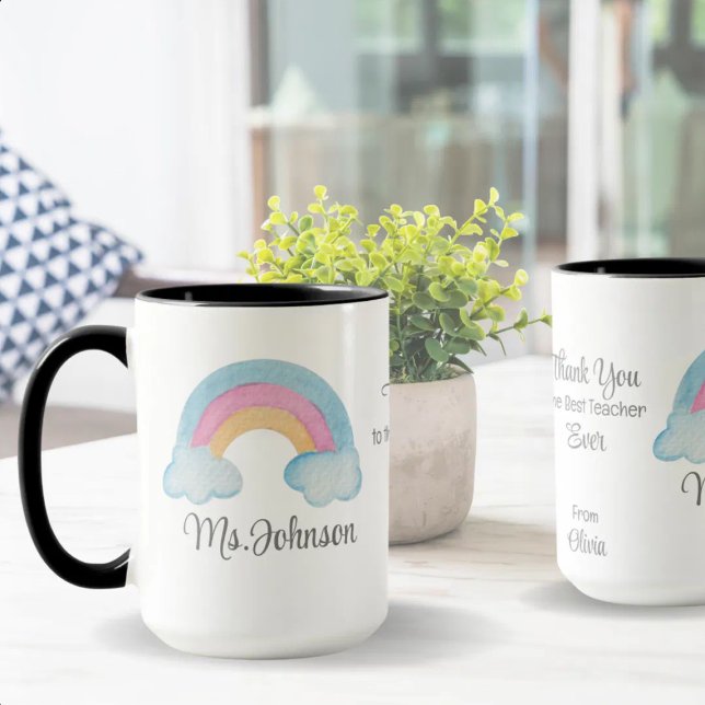 Anpassningsbar Teacher Namn Rainbow Personlig Gift Mugg (Skapare uppladdad)