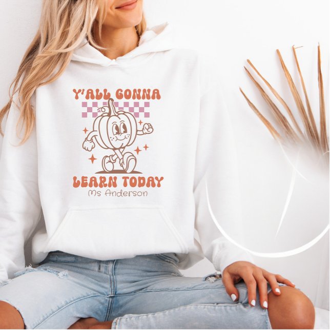 Anpassningsbar Teacher Retro Pumpkin & Quote T Shirt (Skapare uppladdad)