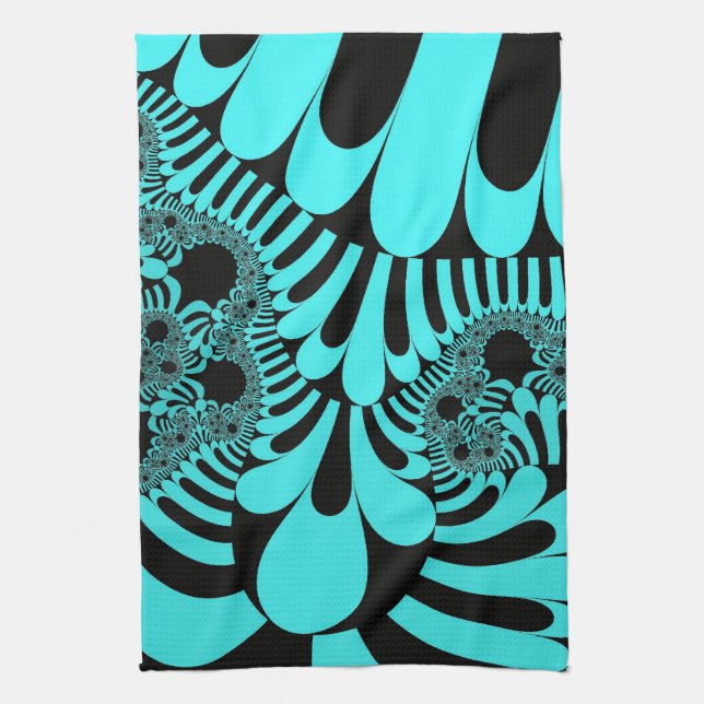 Anpassningsbar Teal Black Mod Kitchen Towel Kökshandduk (Vertikal)