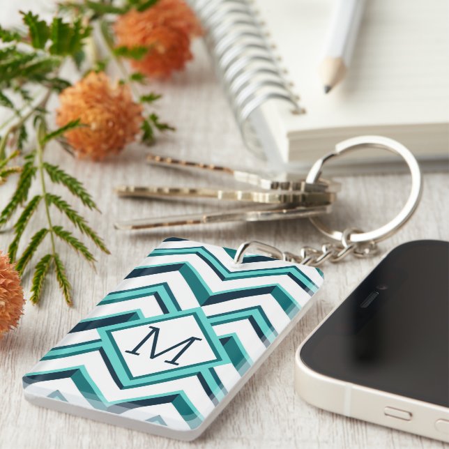 Anpassningsbar Teal Blue Aqua Turcos Grönt Zigzag  (Högra Framsidan)