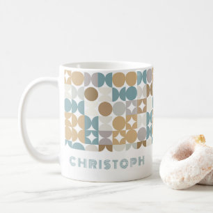 Anpassningsbar Teal Blue Grönt Taupe Beige Hip Art Kaffemugg