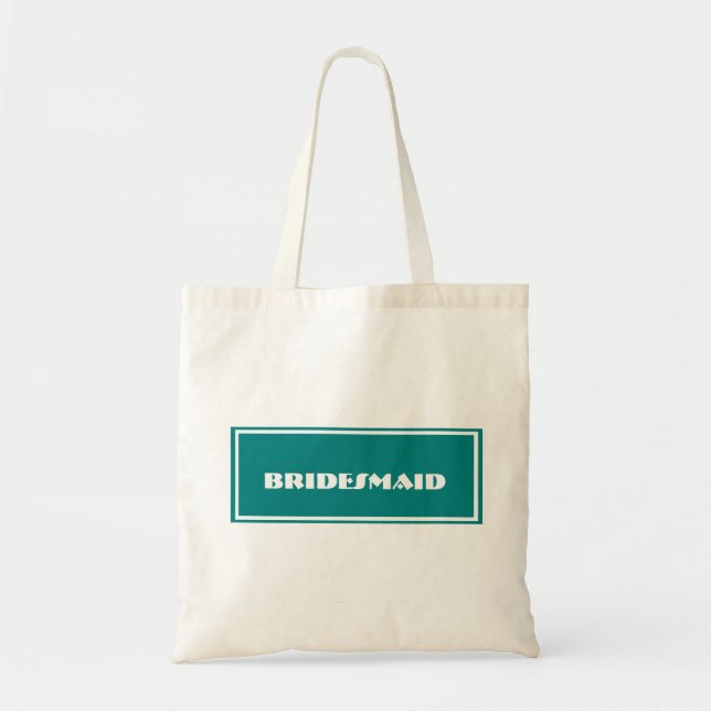 Anpassningsbar Teal Bridesmaid Bröllop Tote Bag Tygkasse (Framsidan)