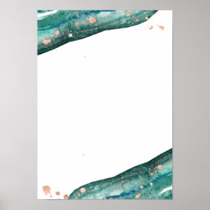 Anpassningsbar Teal Geode och Ro Guld Blank Bröllo Poster