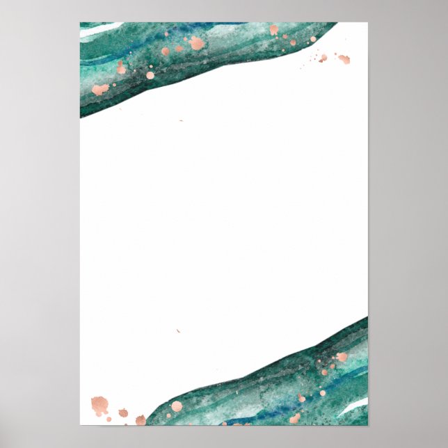 Anpassningsbar Teal Geode och Ro Guld Blank Bröllo Poster (Framsidan)