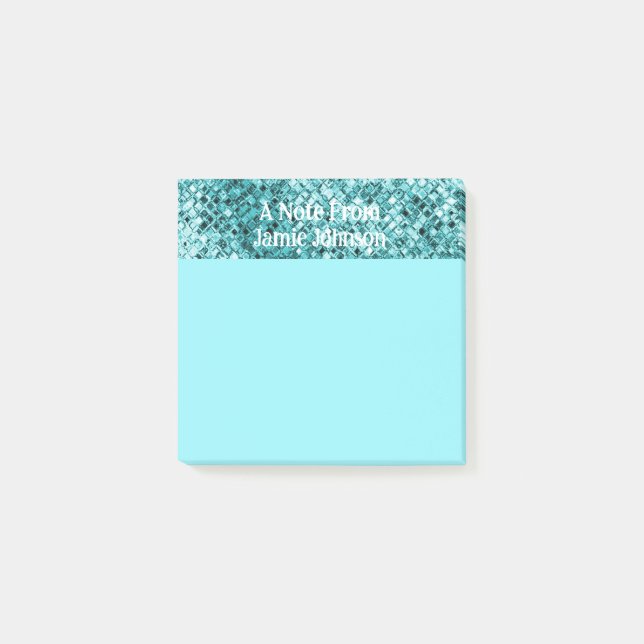 Anpassningsbar Teal Glitter Sparkles Light Teal Ba Post-it Block (Framsida)