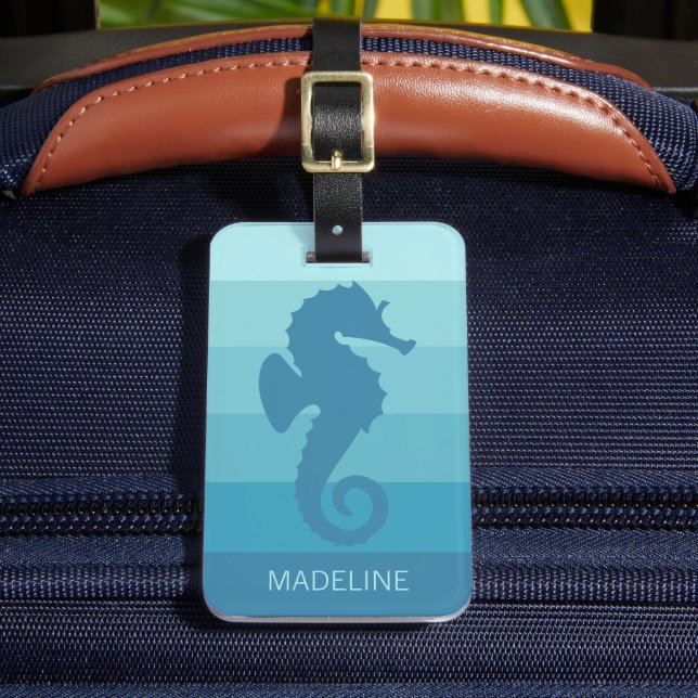 Anpassningsbar Teal Turcos Blue Grönt Rand Mönster Bagagebricka (Framsida Insitu 2)