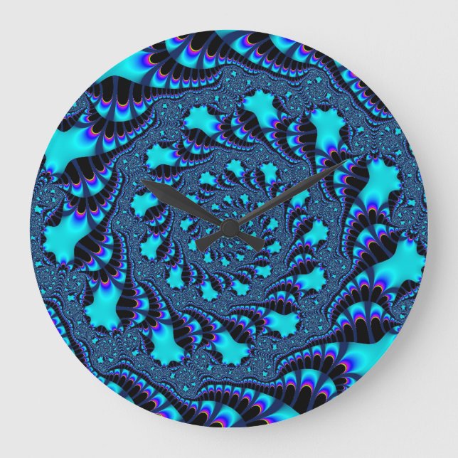 Anpassningsbar Teal Whirlpool Spiral Wall Clock Stor Klocka (Framsida)