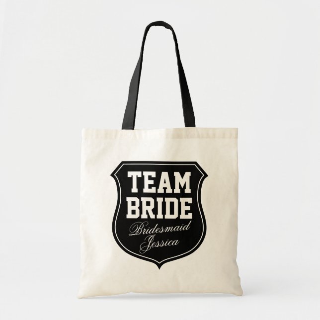 Anpassningsbar Team Bride tote bags för bröllopsfe Tygkasse (Framsidan)