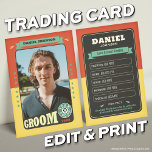 Anpassningsbar Team Groom-kort för Marskalkar - ha<br><div class="desc">Anpassningsbar Groom Trading Card - Fira din speciella dag med handelskort för personlig till brudgummen, bäste man, marskalkar och far i brudgummen. De här unika nyckelorden fångar roligtens minnen och landvinningar, perfekt för att dela och vårda. Anpassa och skriva ut kort med varje medlem i bröllopsfesten på bästa sätt. De...</div>