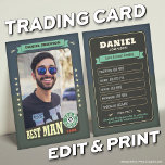 Anpassningsbar Team Groom-kort för Marskalkar - ha<br><div class="desc">Anpassningsbar Best Man Trading Card - Fira din speciella dag med handelskort för personlig till brudgummen, bäste man, marskalkar och far. De här unika nyckelorden fångar roligtens minnen och landvinningar, perfekt för att dela och vårda. Anpassa och skriva ut kort med varje medlem i bröllopsfesten på bästa sätt. De gör...</div>