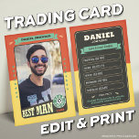 Anpassningsbar Team Groom-kort för Marskalkar - ha<br><div class="desc">Anpassningsbar Best Man Trading Card - Fira din speciella dag med handelskort för personlig till brudgummen, bäste man, marskalkar och far. De här unika nyckelorden fångar roligtens minnen och landvinningar, perfekt för att dela och vårda. Anpassa och skriva ut kort med varje medlem i bröllopsfesten på bästa sätt. De gör...</div>