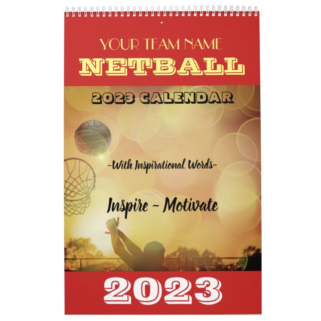 Anpassningsbar Team Namn 2023 Netball Calendar Kalender (Omslag)