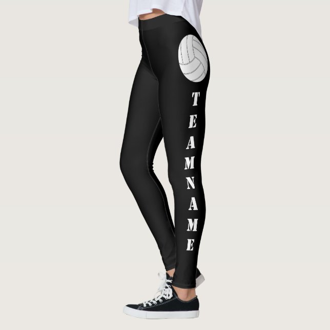 ANPASSNINGSBAR Team Namn Lodrät Text Volleyball Le Leggings (Vänster)