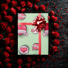 Anpassningsbar tecknad bok stil grönt och hjärthjä presentpapper