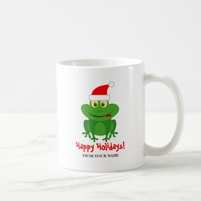 Anpassningsbar tecknad Jultomten-groda Kaffemugg (Höger)