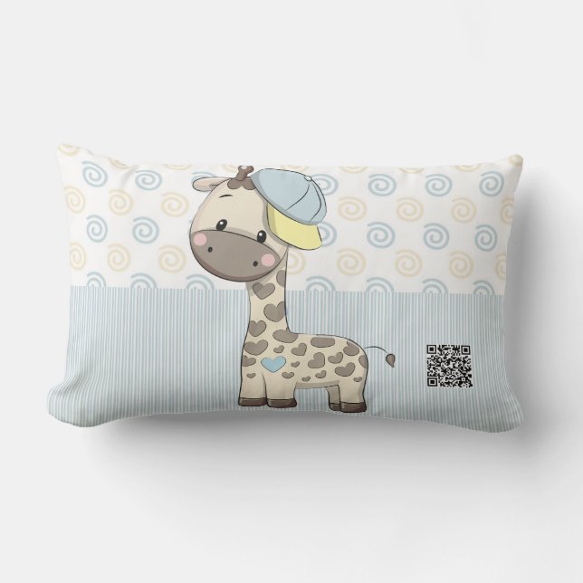 Anpassningsbar Tecknad Pojke Giraffe accent Pillow Lumbarkudde (Framsida)
