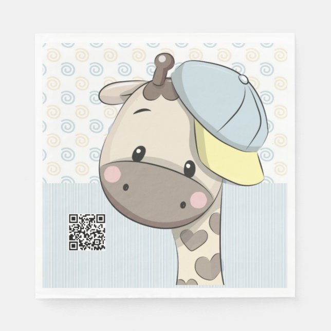 Anpassningsbar Tecknad Pojke Giraffe Papper Napkin Pappersservett (Framsidan)
