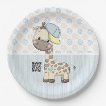 Anpassningsbar Tecknad Pojke Giraffe Papper Plate