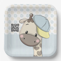 Anpassningsbar Tecknad Pojke Giraffe Pappra Tallri