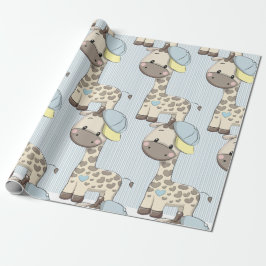 Anpassningsbar Tecknad Pojke Giraffe Wrapping Papp Presentpapper