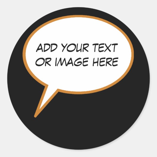 anpassningsbar tecknad tal-ballong runt klistermärke (Framsida)