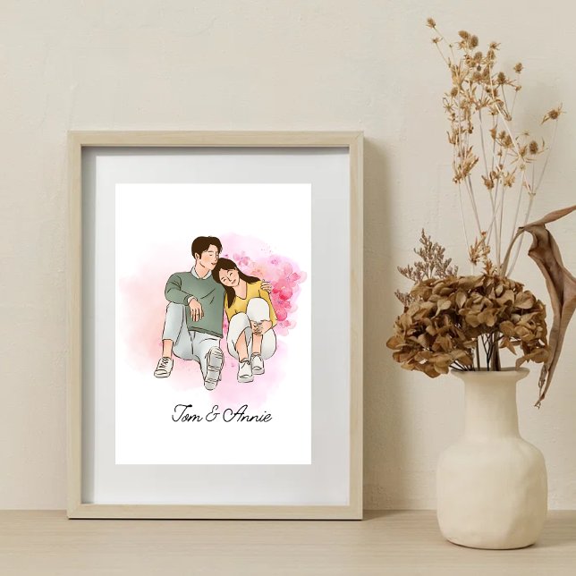 Anpassningsbar tecknad Valentines day-gåva för par Poster (Skapare uppladdad)