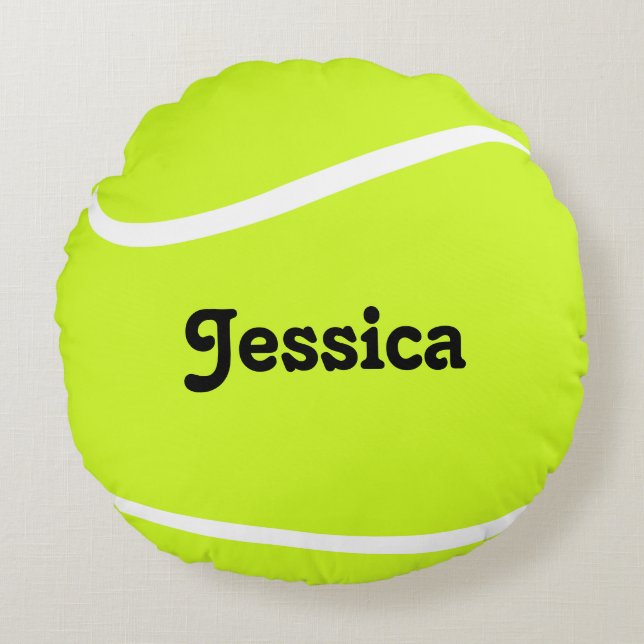 Anpassningsbar Tennis Boll Player eller Team Namn  Rund Kudde (Framsidan)