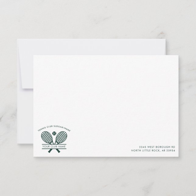 Anpassningsbar Tennis Klubb Namn Team Coach Tack Kort (Framsida)