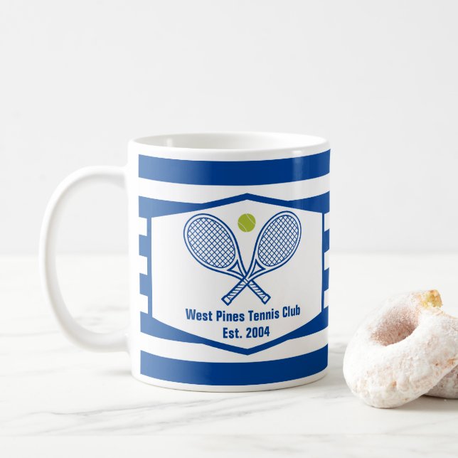 Anpassningsbar Tennis Land Klubb Blue Stripe Kaffemugg (Med munk)