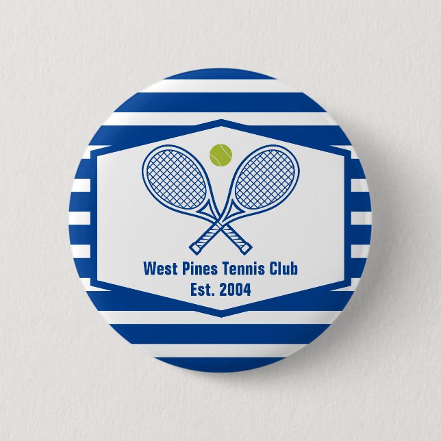 Anpassningsbar Tennis Land Klubb Blue Stripe Knapp (Framsida)