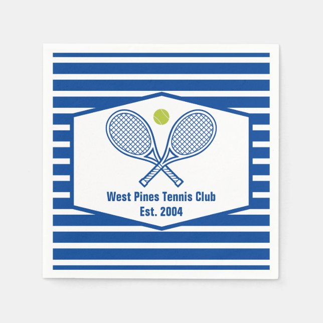 Anpassningsbar Tennis Land Klubb Blue Stripe Pappersservett (Framsidan)