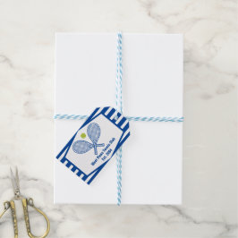 Anpassningsbar Tennis Land Klubb Blue Stripe Presentetikett