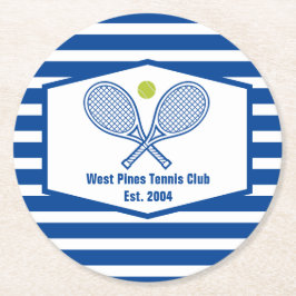 Anpassningsbar Tennis Land Klubb Blue Stripe Underlägg Papper Rund