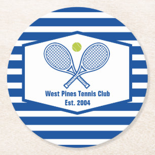 Anpassningsbar Tennis Land Klubb Blue Stripe Underlägg Papper Rund