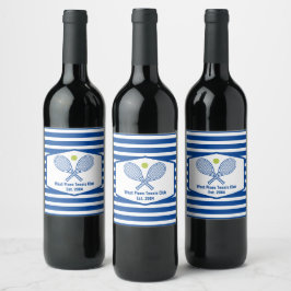Anpassningsbar Tennis Land Klubb Blue Stripe Vinflaska Etikett
