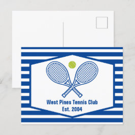 Anpassningsbar Tennis Land Klubb Blue Stripe Vykort
